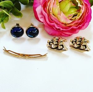 1960's Men Cufflinks & Tie Clip Suite